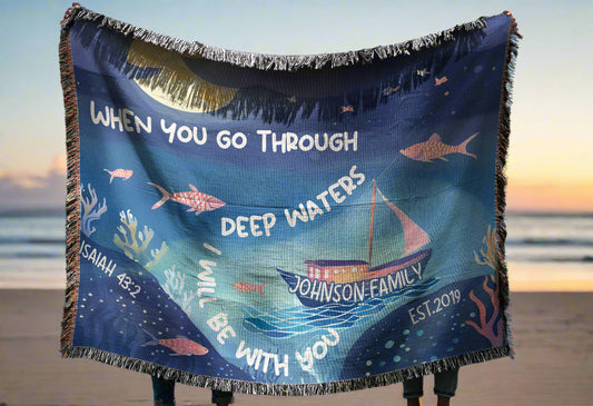 PERSONALIZED DEEP WATERS WOVEN BLANKET