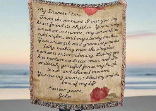 PERSONALIZED VINTAGE LOVE LETTER WOVEN BLANKET