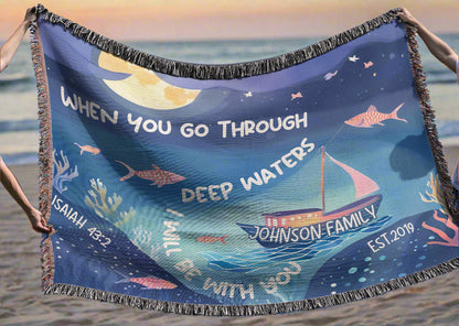 PERSONALIZED DEEP WATERS WOVEN BLANKET